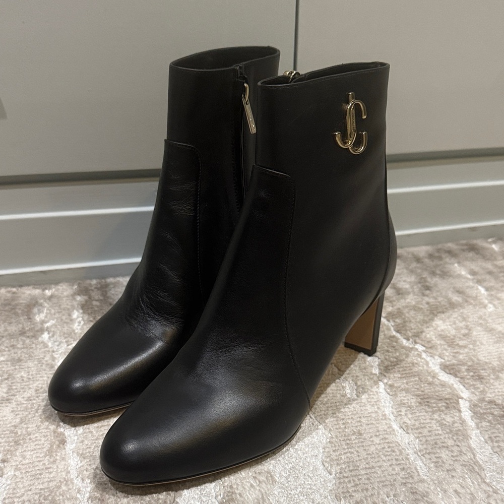 Jimmy Choo Black Leather Ankle Boots